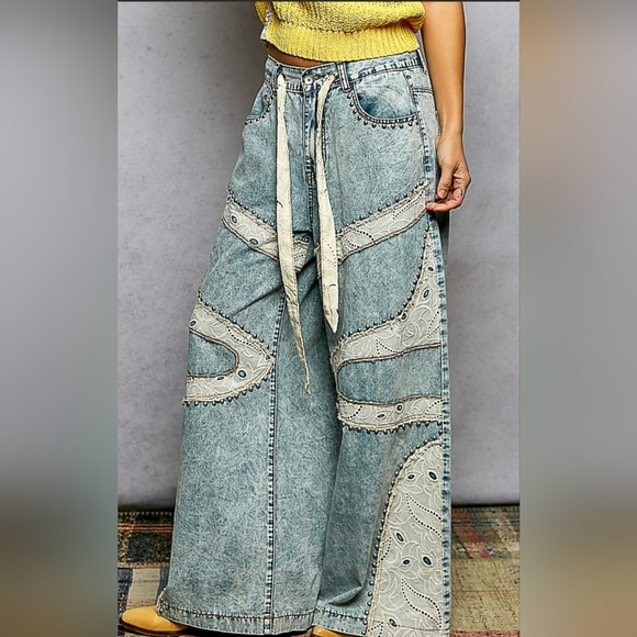 POL Denim - #1227 POL Moonlit Patchwork Wide Leg Denim